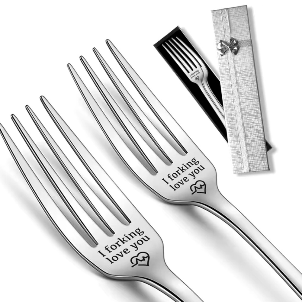 🎁 Set of 2 🍴I Forking Love You Forks in Sterling Silver